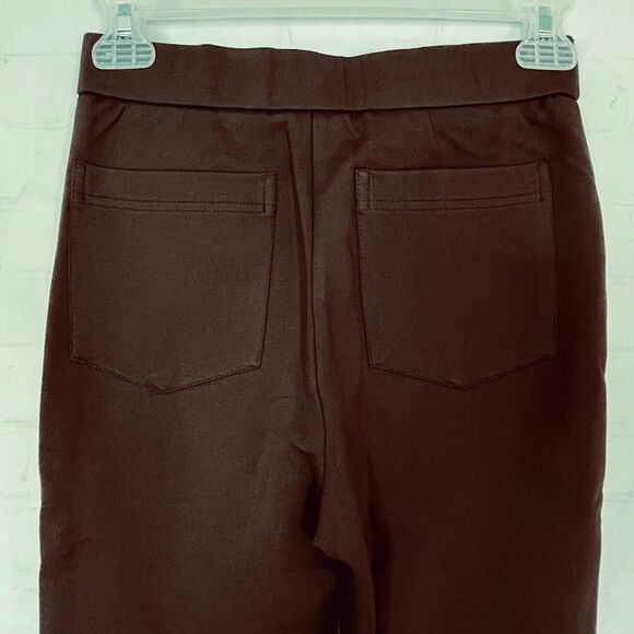 OGL Ponte High Rise Flared Pants Womens Size XS Brown Slimming Flat Front Pullon - Picture 6 of 13